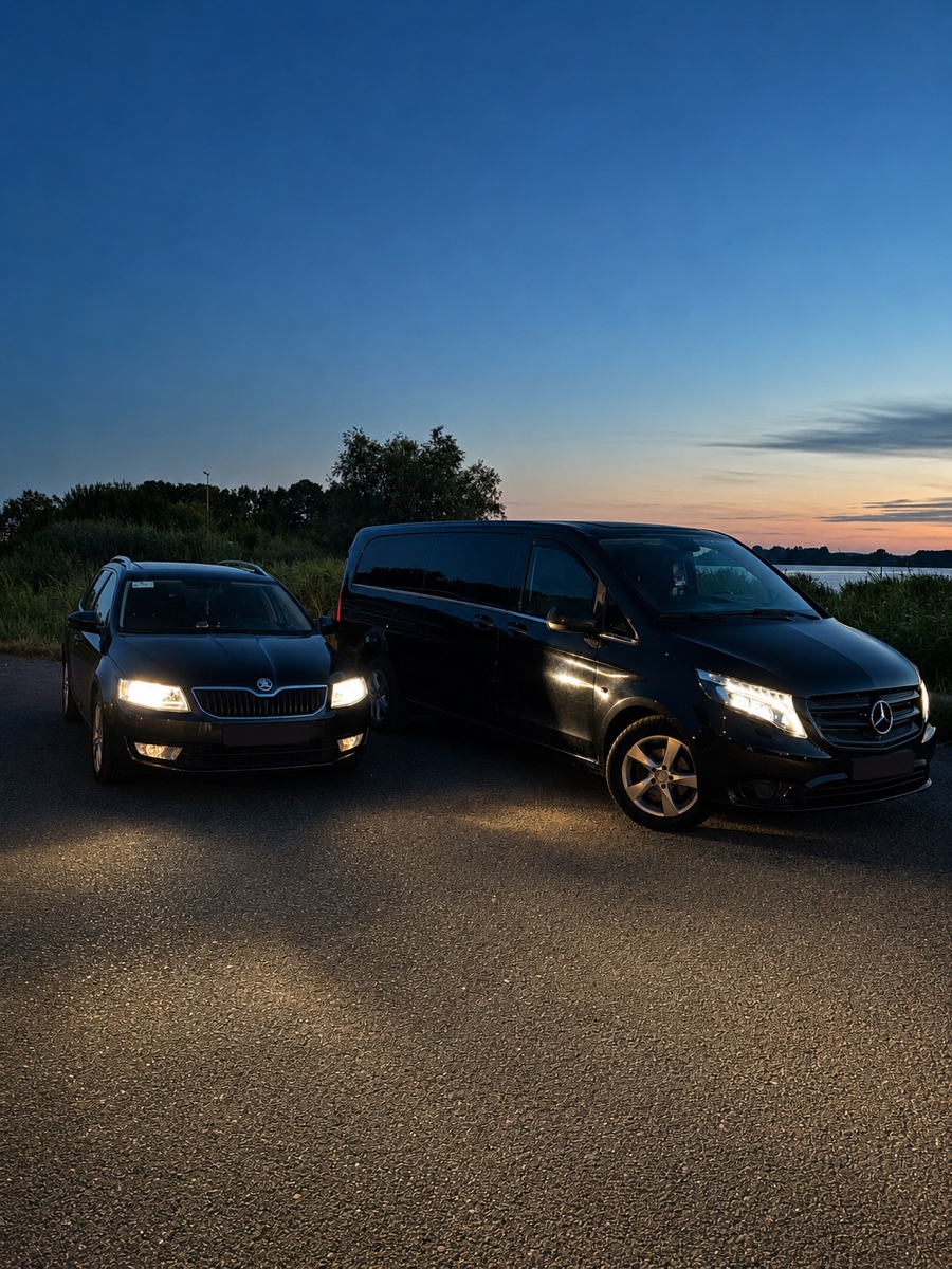 Personenauto en taxibus van Taxi Bouwman